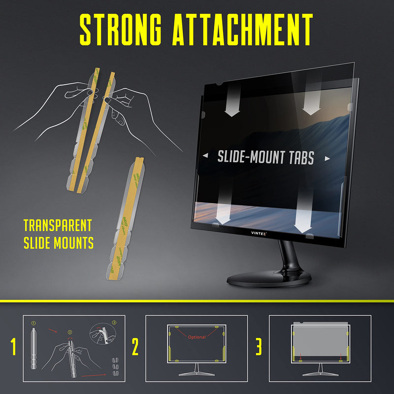 Privacy Screen Adhesive Tabs and Strips for Computer Monitors and Laptops - Replacement kit