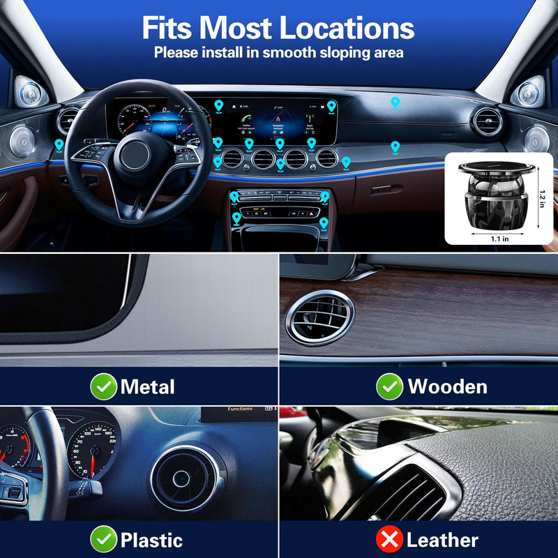 pop-tech Adhesive Magnetic Phone Holder for Mercedes-Benz GLC C E CLS-Class | Strong Magnets, Stick On Sloped Vertical Car Dashboard, All-Metal Dash Phone Mount for iPhone Samsung Socket Grip