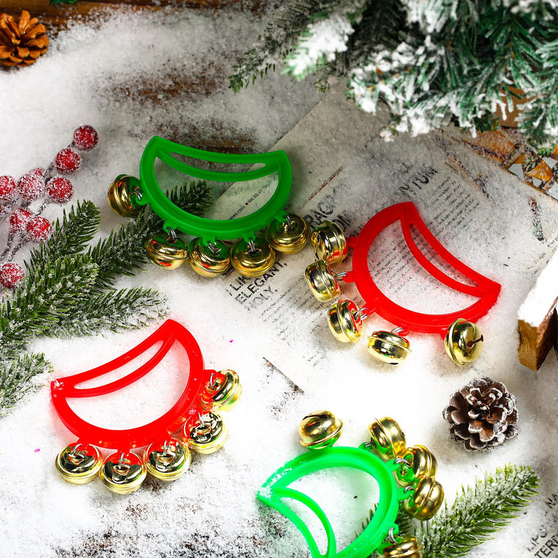 Hiboom 24 Pcs Christmas Hand Bells Jingle Bells Hand Held Noise Makers Party Favors Rhythm Musical Instruments for Adults Holiday Decoration