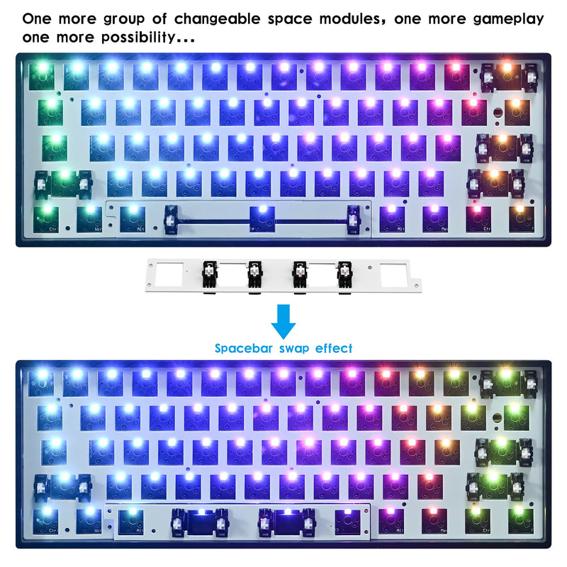 GK61X V3 PCB Plate Case for 60% Keyboard Custom Hot Swappable RGB Keyboard DIY Kit with Mute Cotton Wired for 3/5 Pin Switch (GK61X-Lite Black) GK61X-Lite Black