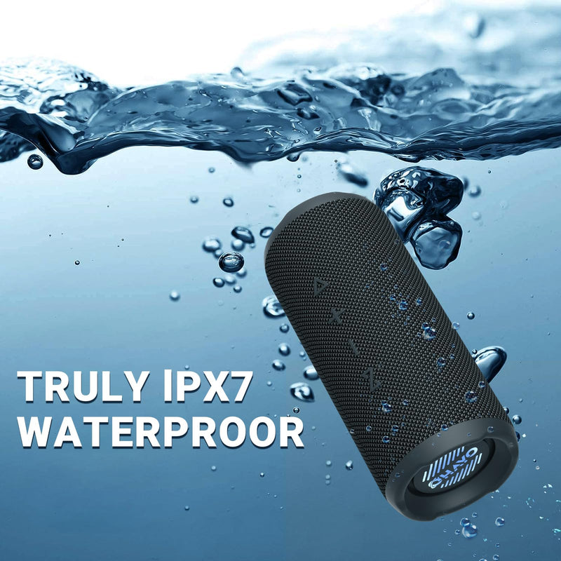 [AUSTRALIA] - OHAYO Portable Bluetooth Speaker, IPX7 Waterproof Wireless Speaker with 24W Loud Stereo Sound, Active Extra Bass, Bluetooth 5.3, RGB Lights, Dual Pairing, Up to 30H Playtime for Home, Outdoor, Party Black 
