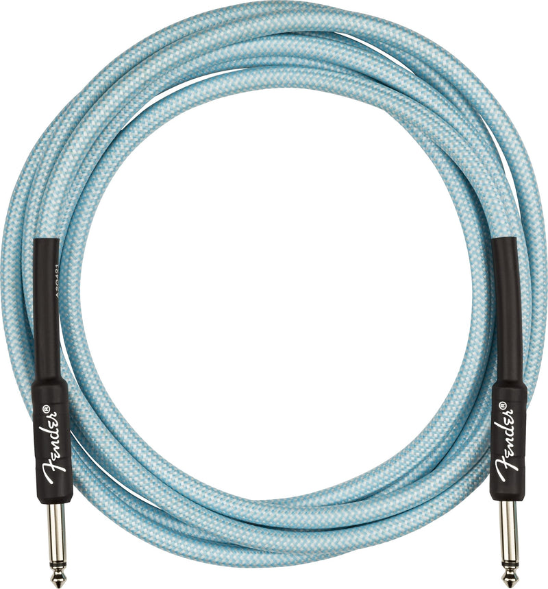 Fender Professional Series Tweed Instrument Cable, with 1-Year Warranty, Straight/Straight, Spiral Shielding for an Anti-Kinking Design, Daphne Blue, 10ft Daphne Blue Tweed