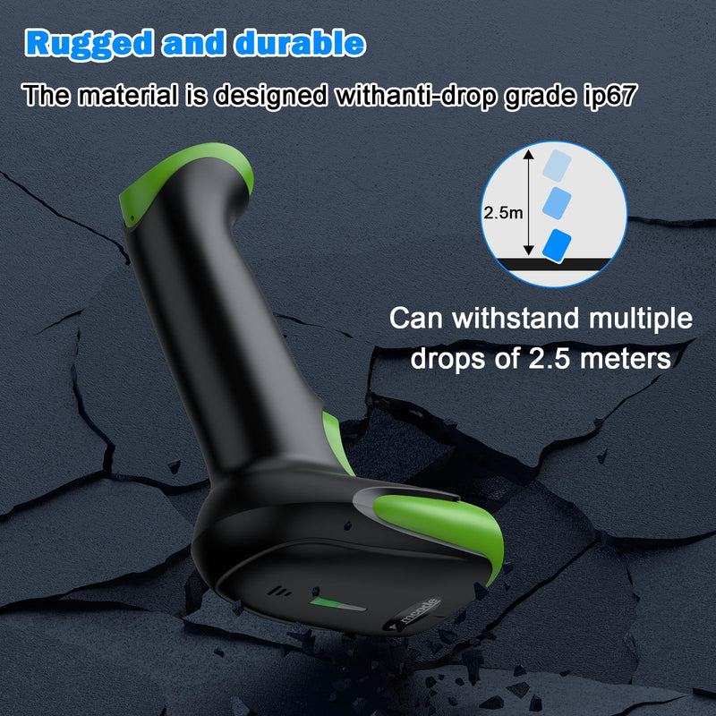 [AUSTRALIA] - Symcode Wireless Bluetooth Barcode Scanner,Bluetooth & USB Wired & 2.4G Wireless Connection Ergonomics Handheld Barcode Scanner Reader, 2D 1D QR Code Automatic Fast Precise scanning Scanner Green 