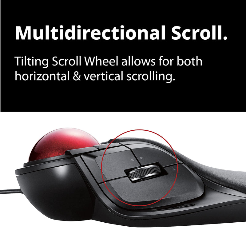 ELECOM HUGE Trackball Mouse, Wired, Finger-Operated, 8-Button Function, Precision Optical Gaming Sensor, Palm Rest Attached, Windows11, macOS (M-HT1URBK) Wired Trackball Mouse