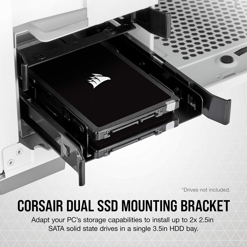 Corsair Dual SSD Mounting Bracket (3.5” Internal Drive Bay to 2.5", Easy Installation) Black Dual SSD Mount