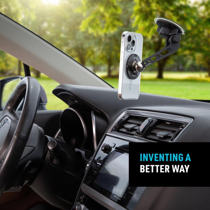Nite Ize Steelie Windshield Mount - Phone Holder for Car Windshield - Alternative to Car Dashboard & Vent Phone Mounts - Compatible with Steelie Magnetic Mounting System - Black