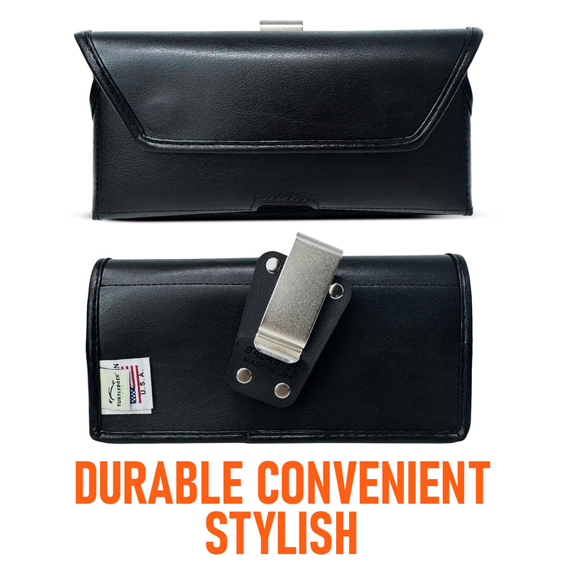 Turtleback Belt Clip for Galaxy Z Fold8 Ultra 2026, Fold7 2025 - Small - Fits Slim Style Cases - Black Leather, Horizontal Phone Belt, Magnetic Closure Holster with Exclusive HD Rotating Belt Clip Horizontal - Leather w/ HD Clip Slim Fit