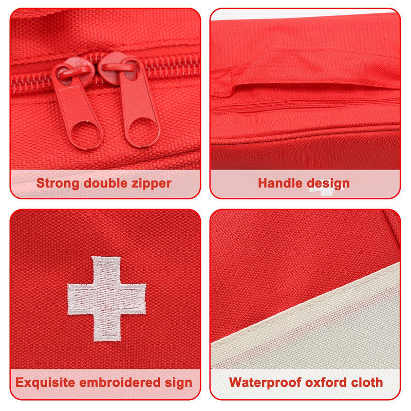 JDBlissful Medicine Bag, Travel Pharmacy Bag, Pack of 2, Large Capacity, Waterproof Emergency Bag, Empty First for Portable Medicine Bag for Home, Office, Portable Medical Bag - Red, Casual