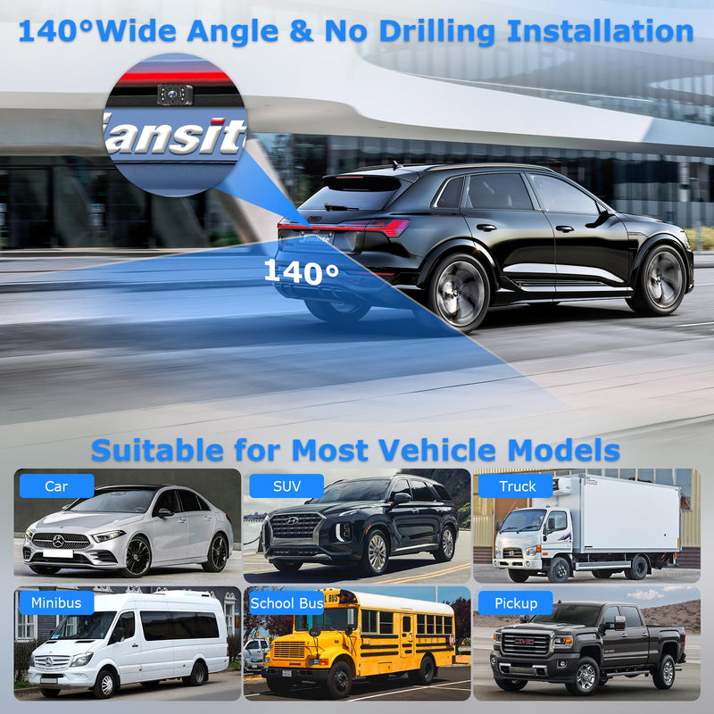 Wireless Backup Camera for Car【6 LED】 5'' AHD 1080P Back up Camera for Cars with Monitor Waterproof License Plate Reverse Camera for Truck Trailer RV Pickup DIY Guide Lines 5 inch