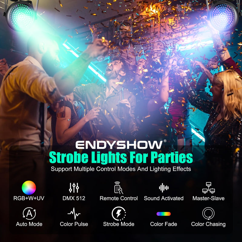 [AUSTRALIA] - Party Strobe Light,30W 126 LEDs RGB+W+UV 5IN1 Strobe Lights for Parties DJ Par Can Lights with Remote Control Sound Activated&Speed Control DJ Uplights for Birthday Party Halloween Festival 1Pack Strobe Light 