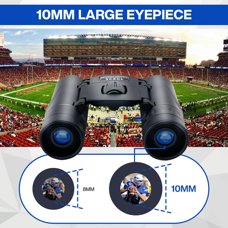 10x25 Compact Binoculars for Adults Kids, Binoculars for Concerts and Bird Watching Cruise Ship Essentials Hunting, Waterproof Binoculars with Low Light Night Vision