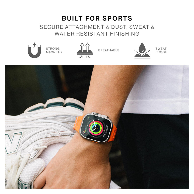 Native Union Active Band | Magnetic Apple Watch Band – Double Sided Reversible Silicone Strap – Adjustable Length – Breathable & Sweat Proof for Sport Black 44/45/46/49mm