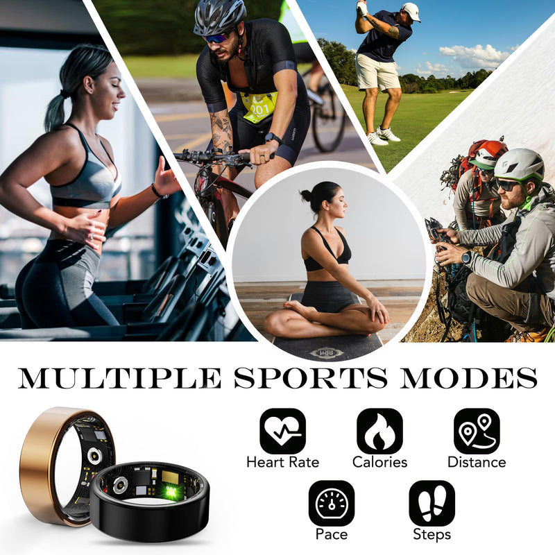 Smart Health Ring for Women Men Fitness Tracker with Heart Rate, Blood Oxygen, Blood Pressure, Sleep Monitoring, Step Counting, IP68 Waterproof for iPhone and Android, Light Gray 9