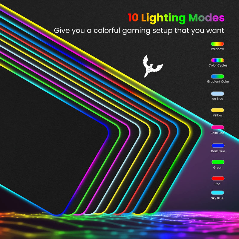 Blade Hawks RGB Gaming Mouse Pad, Extra Large Extended Soft LED Mouse Pad, Anti-Slip Rubber Base, Computer Keyboard Mousepad Mat (31.5 x 12 Inch) Black