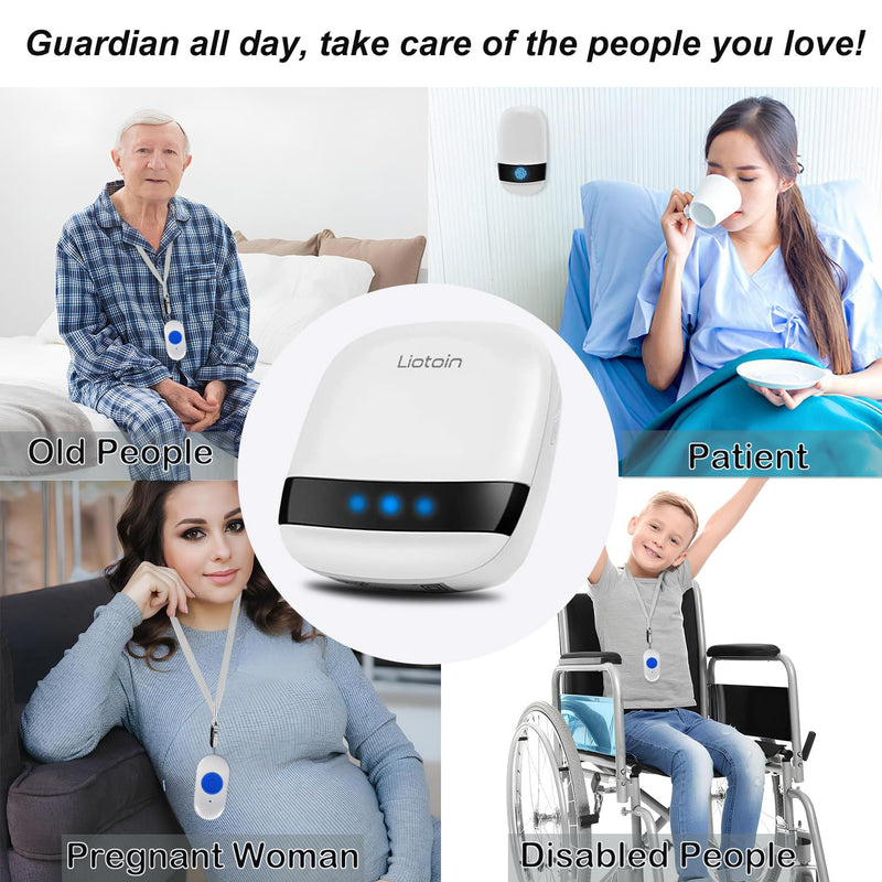 Caregiver Pager Wireless Call Button Call Bell Call Light Alert Button for Home/Elderly/Patients/Disabled Nurse Alert System Emergency Button 3 Plugin Receivers 5 Waterproof Transmitters 5 Transmitter + 3 Plug-in Receiver