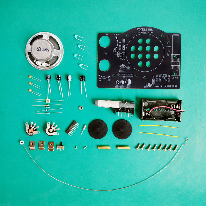 [AUSTRALIA] - AM FM Radio Kit Soldering Project Kit for Learning Practicing Teaching Electronics, Great STEM Project and Gift, New Version Black-black 