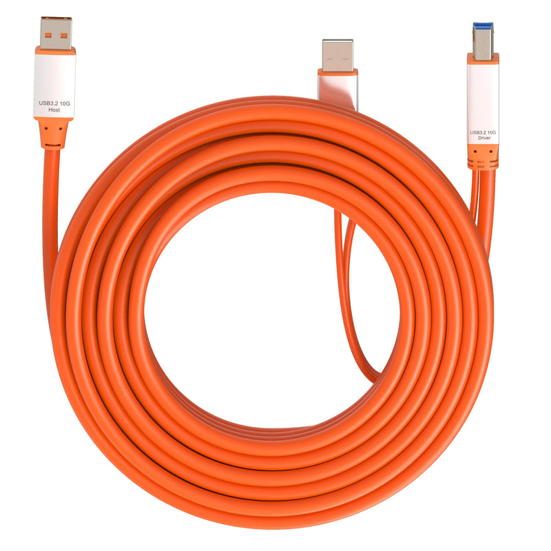 OkyLink Active USB 3.2 Gen 2 A to B Printer MIDI Cable 10Gbps, 25ft | 8m with Amplifier Chip & Aux Power, Repeater, Orange, for Office Printer, KVM, MIDI & Long-Range Data Transfer USB3.2(10Gbps) 25ft (8m)
