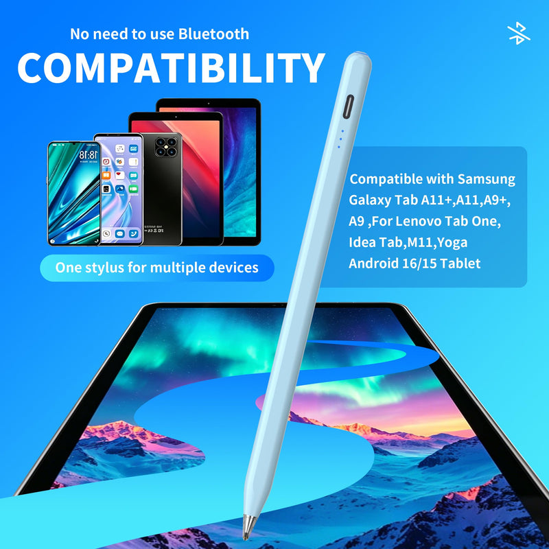 Galaxy Tab A11+ Stylus Pen for Samsung Table A11/A9+/A9 Drawing Stylus for Android Tablets, Precise Writing Pencil,Fast Charging,Auto Sleep,Button on/Off (Blue) blue