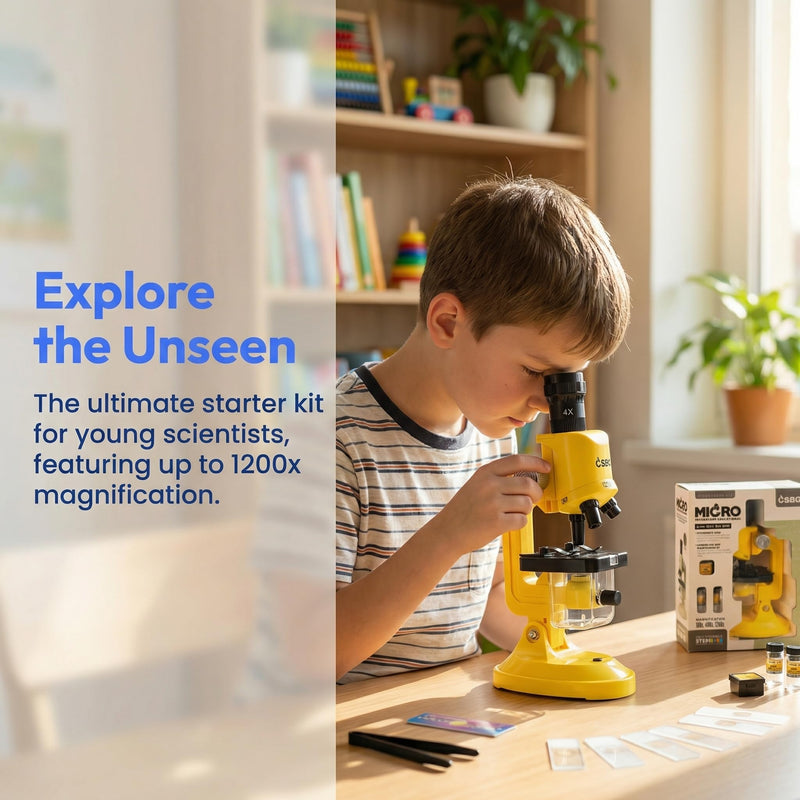 [AUSTRALIA] - Little World Microscope for Kids, 100x 400x and 1200x Science Kits for Kids Age 5-7 Age 8-12, Microscope Beginner Kit with LED, Learning Resources Toys, Science Experiment STEM Kits for Boys Girls 
