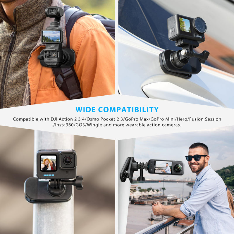 STARTRC OSMO Pocket 3 360° Rotation Backpack Clip Mount Shoulder Strap Accessories for DJI Pocket 3/OSMO Pockt/Action Cameras