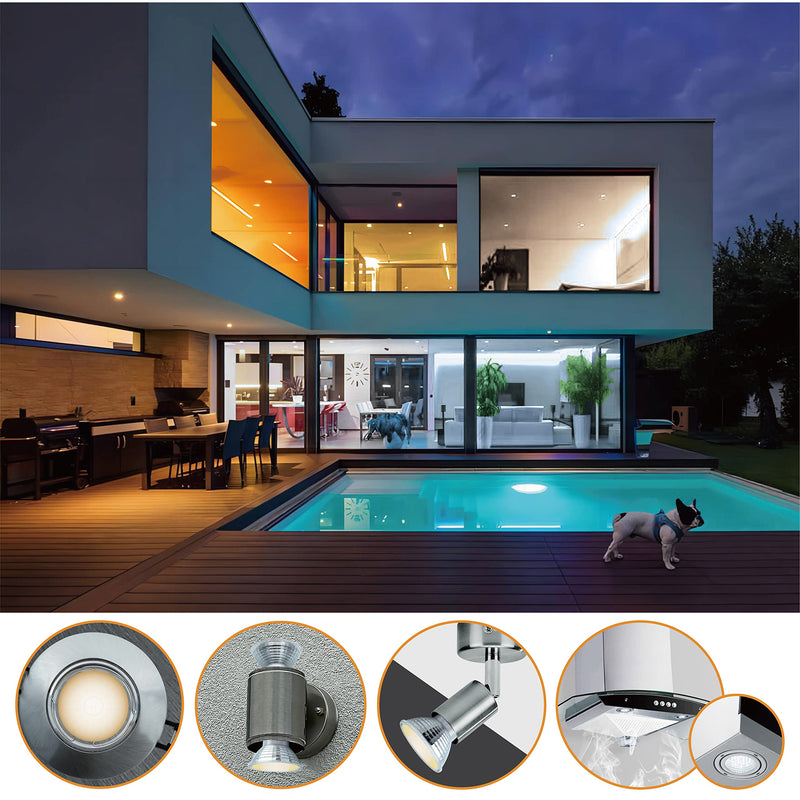 EACLL GU5.3 LED Cool White 6 W Replaces 50 W Halogen MR16 Bulb, Pack of 6, 595 Lumen 6000 K Bulb, AC/DC 12 V Flicker-Free Spotlight, Beam Angle 120 Degree Spot, Non-Dimmable Reflector Lamps 6000 K Cool White Light 6 pcs (pack of 1) 6w