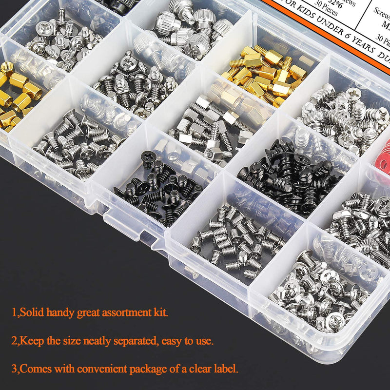 HELIFOUNER 450 Pieces Computer Standoffs Spacer Screws Assortment Kit for Hard Drive Computer Case Motherboard Fan Power Graphics