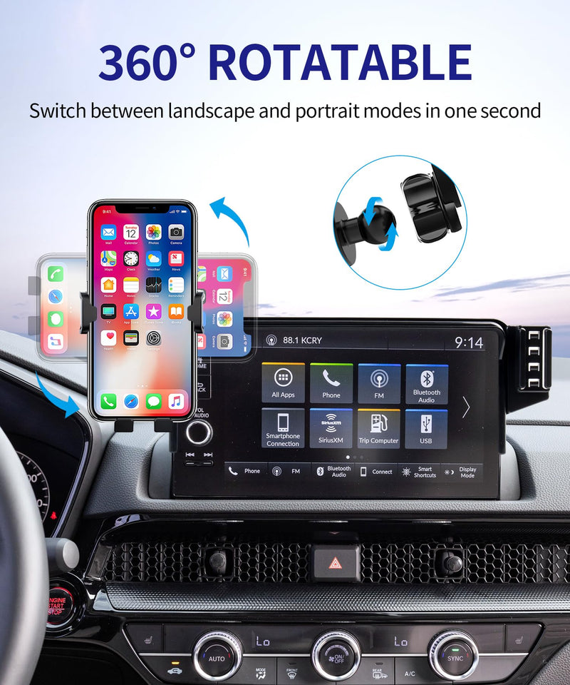 Auto Clamp Car Phone Holder for Honda CR-V, HR-V 2023-2026, 7/9" Screen | Universal Mechanical clip Cell phone Mount Accessories Fit iPhone Android,Automobile Cradle GPS Dashboard Navigation Bracket