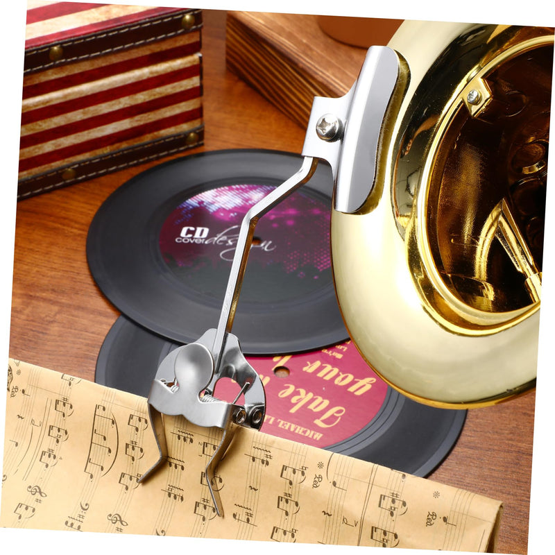 BESPORTBLE Trumpet Trombone Lyre Music Clip Holder Silver Clamp Sheet Music Stand for Marching Musicians Compact Design Lightweight Durable Accessory for Trumpet