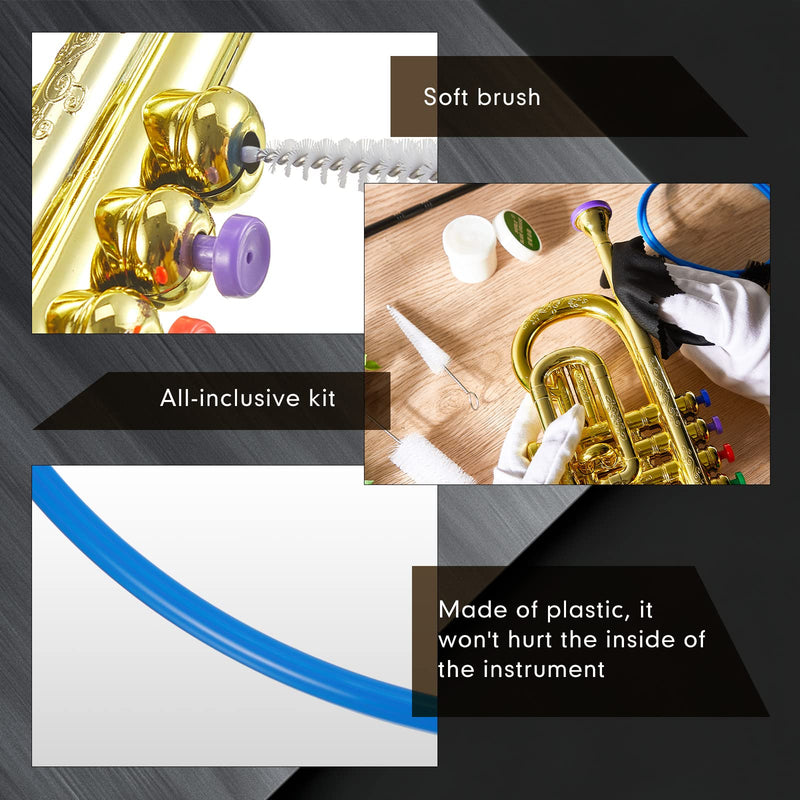 [AUSTRALIA] - 7 Pieces Trombone Care Cleaning Kit Maintenance Kit Flexible Brush Slide Grease Mouthpiece Brush Valve Cleaning Cloth Casing Brush Cleaning Rod White Gloves for Instruments 