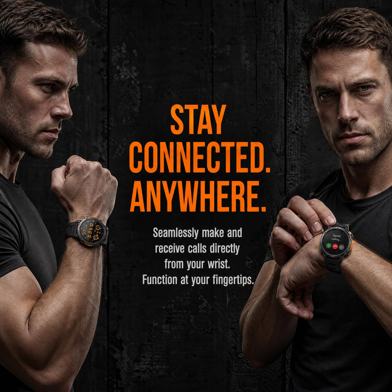 GPS Military Smart Watches for Men, 1.56" AMOLED Screen Bluetooth Call, Smartwatch for Android Phones and iPhone, 100+ Sport Modes, 3ATM Waterproof Smart Watch with Compass
