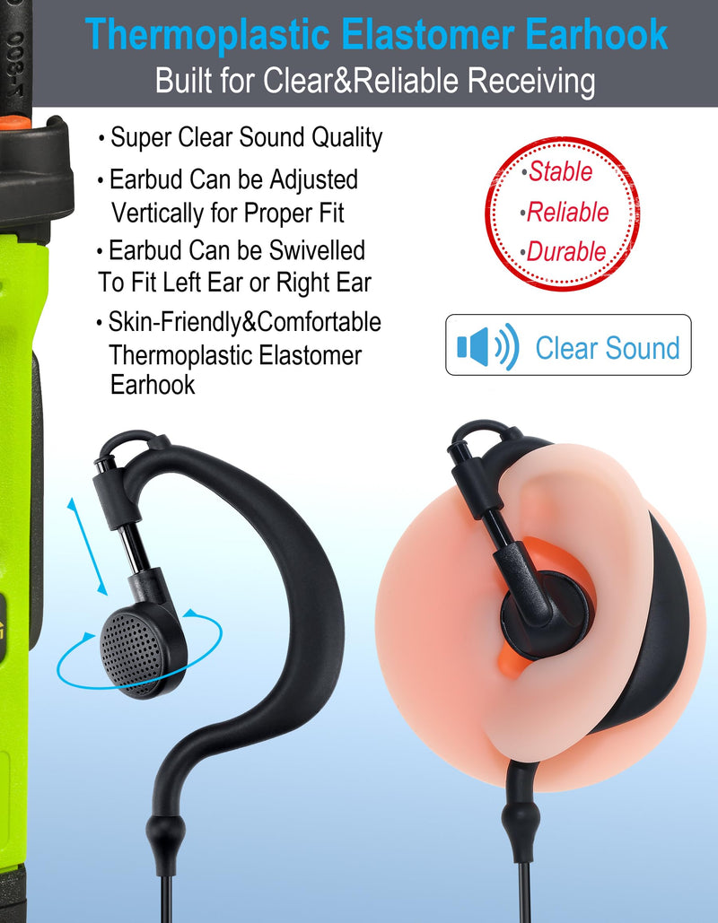 [AUSTRALIA] - Commountain SL300 SL3500e Earpiece with Mic Compatible for Motorola Radios TLK 100 TLK 110 SL7550 SL7550e SL7580 SL7580e SL7590 SL7590e SLN 1000, TLK100 TLK110 SLN1000 SL Series, G Earhook Headset 1 