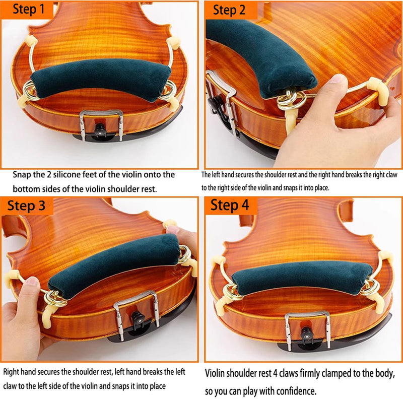 Violin Shoulder Rest - Violin Metal Shoulder Pad, Adjustable Soft Thickened Sponge Support Shoulder Brace - Enhanced Comfort, for Violin 4/4&3/4