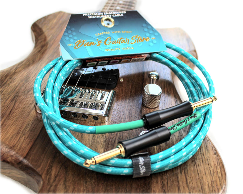 [AUSTRALIA] - Dan's Guitar Store Instrument Cable (3m / 10ft Inline/Inline) 1/4 Jack 21AWG OFC 18k gold-plated self-silencing connector Precision Instrument Cable 3 Metre / 10 ft Inline / Inline 