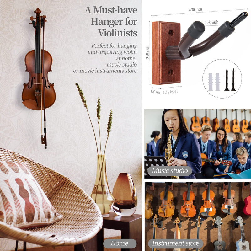 Violin Wall Mount,Violin Hanger - Mahogany Wood Violin Viola Hanger 1 Pack