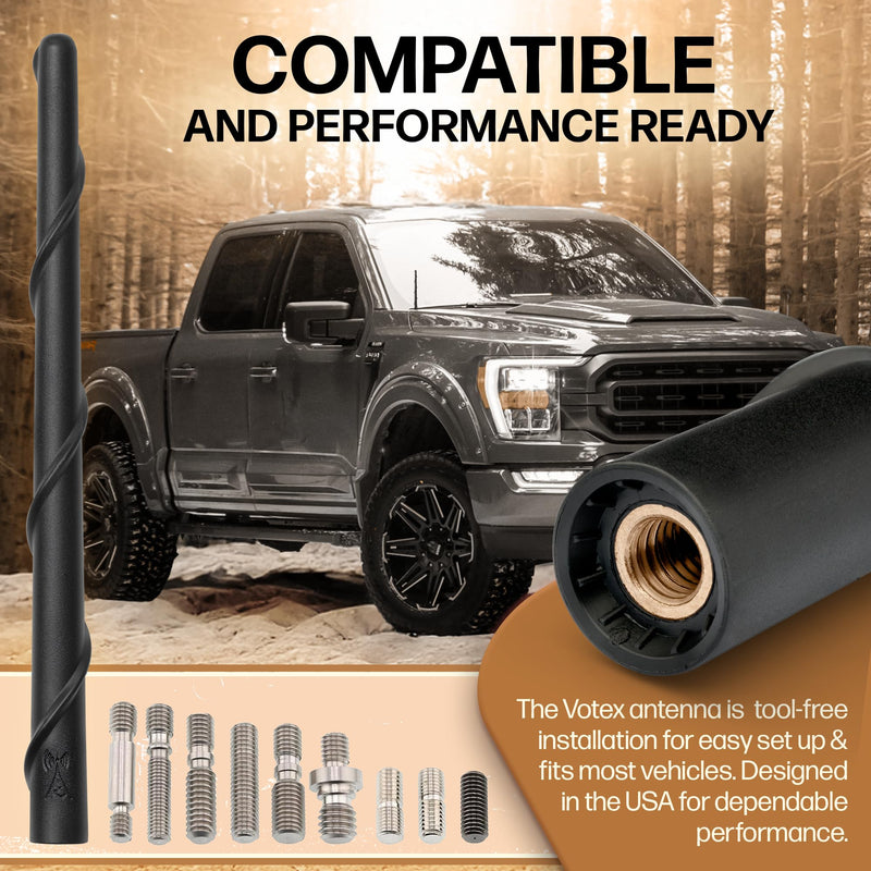 [AUSTRALIA] - Votex Universal 8" Short Rubber Black Antenna Kit - Flexible, Durable, Enhanced Signal Reception, Copper Coil, Stainless Steel Threading, Fits Cars, Trucks, SUVs, Easy Installation - SKU A296VOTEX 