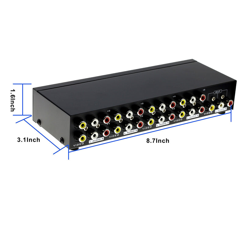 [AUSTRALIA] - 8-Way Composite Video Audio 3 RCA AV Switch Switcher Box Selector 8 in 1 Out 8x1 