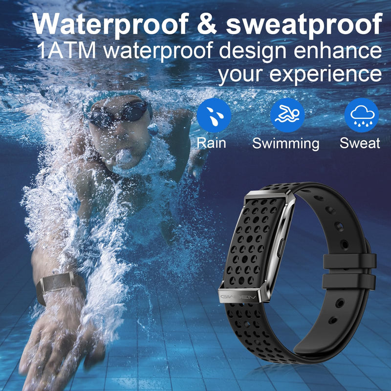 Smart Bracelet, Health Activity Fitness Trackers with Heart Rate Sleep Monitor, 24/7 Blood Oxygen/Calorie/Stress/Step Tracker, Health Fitness Bands, 170+ Sports Modes Smart band with 2 Bands (Black)