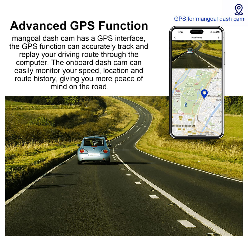 GPS for mangoal Dash cam, Long Battery, Directly Plug in mangoal Dash cam