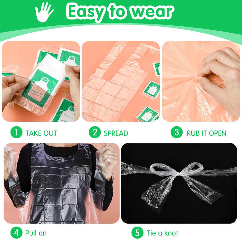 Bazen 100 Pieces Disposable Aprons for Kids Plastic Smocks Clear kids Apron for Toddler Waterproof Oil Proof Art Children Apron for Painting Cooking Eating Teaching Picnic DIY Craft
