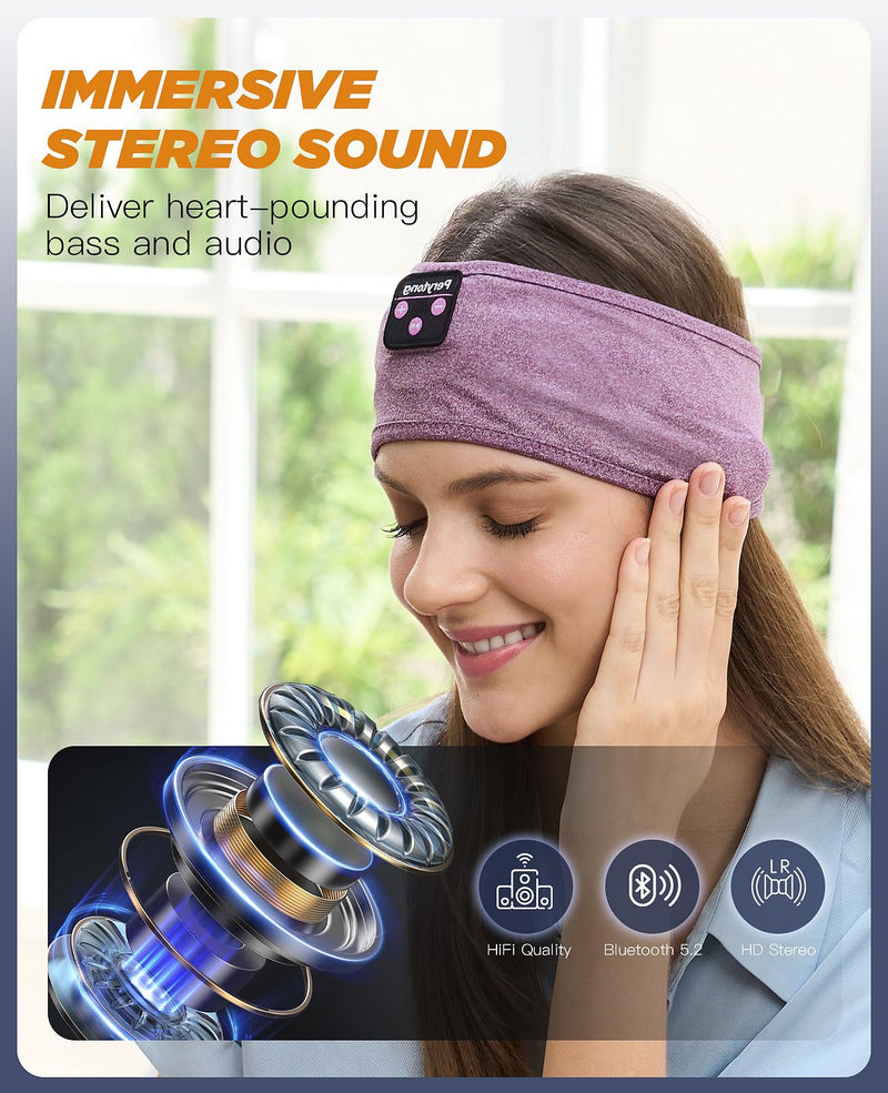 [AUSTRALIA] - Sleep Headphones Bluetooth Headband, Headband Headphones for Sleeping, Running, Yoga, Fitness, Travel, Meditation, Headphones Suitable for Side Sleepers, Gift for Men Women, Tech Gadgets 2024 CrystalPurple 