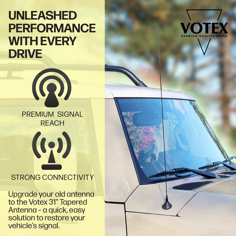 [AUSTRALIA] - Votex - OEM Size 31 Inch Black Antenna - Spiral Wind Noise Cancellation - Spring Steel Construction - Stainless Steel Threading 
