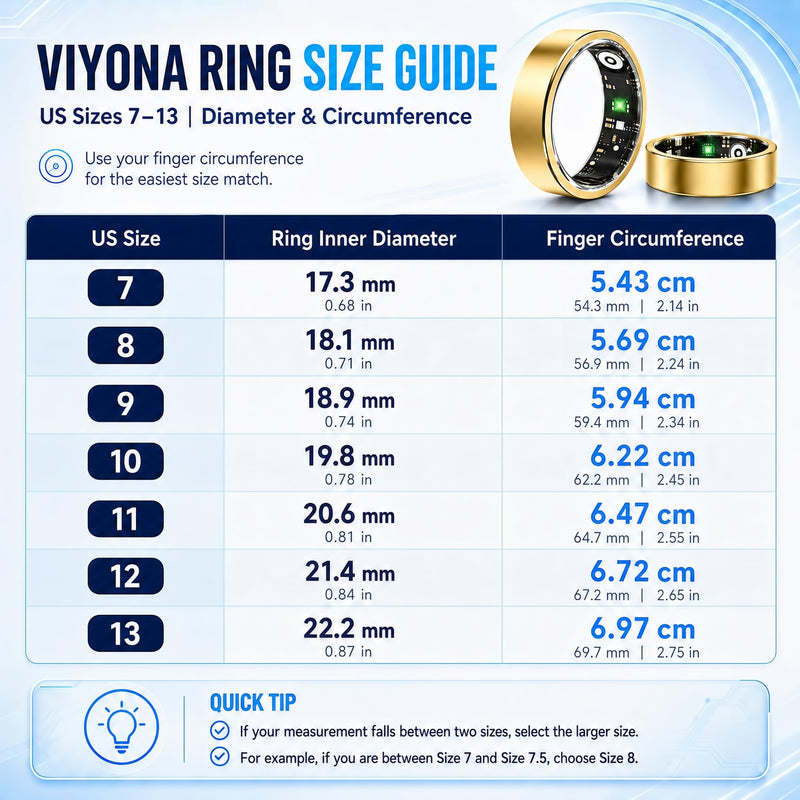Smart Ring Fitness Tracker for Men & Women with Sleep, Heart Rate & SpO2 | No Subscription Fee, 180+ Sports, Stress Tracking, Women's Health, IP68 Gold 9