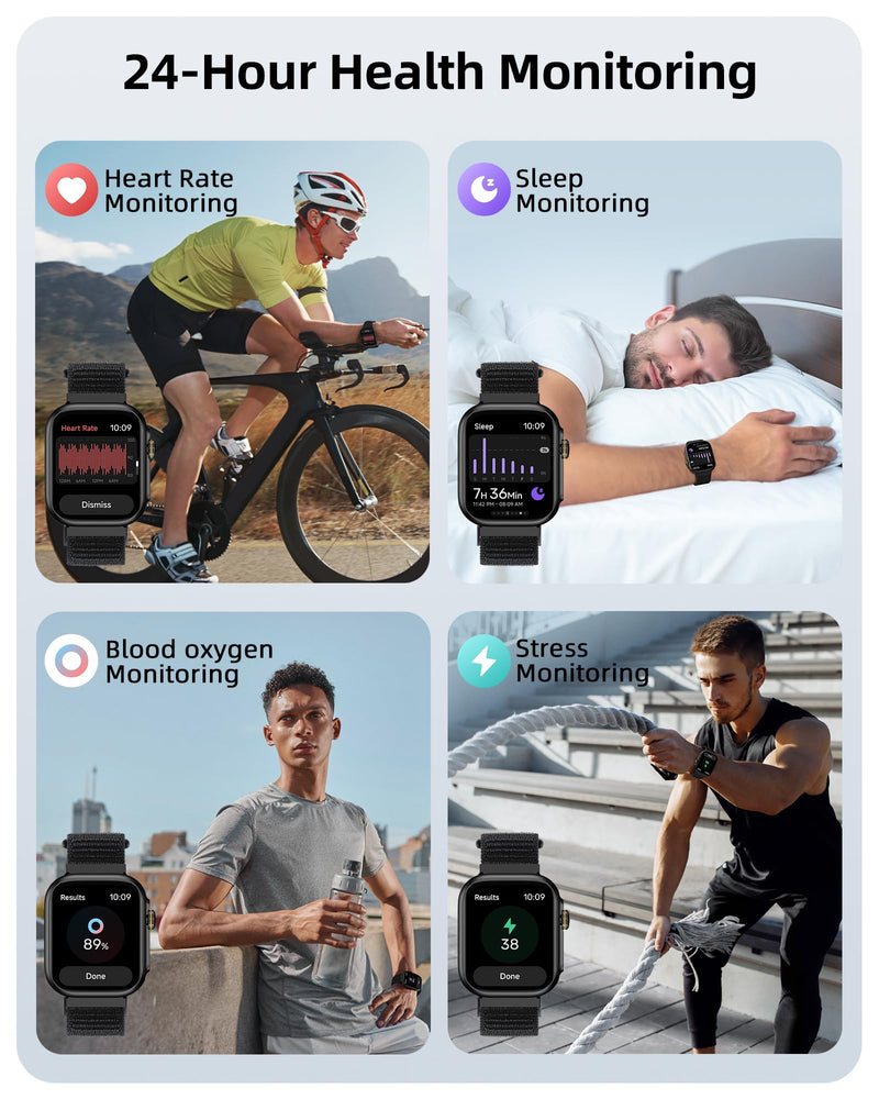 Parsonver Built-in GPS Smart Watch for Men Women with Bluetooth Calling, GPS Fitness Activity Tracker 100+ Sport Modes, Heart Rate Sleep Monitor, Waterproof Pedometer for Android & iPhone(Two Bands) | Waterproof Fitness Activity Tracker 100+ Sports Mod...