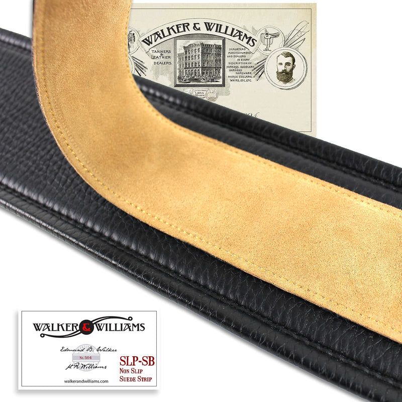 Walker And Williams SLP-SB Anti Slip Multi Use Premium Soft Suede Padded Strap Liner Works Great With Most Padded Straps For Acoustic, Electric, And Bass Guitars