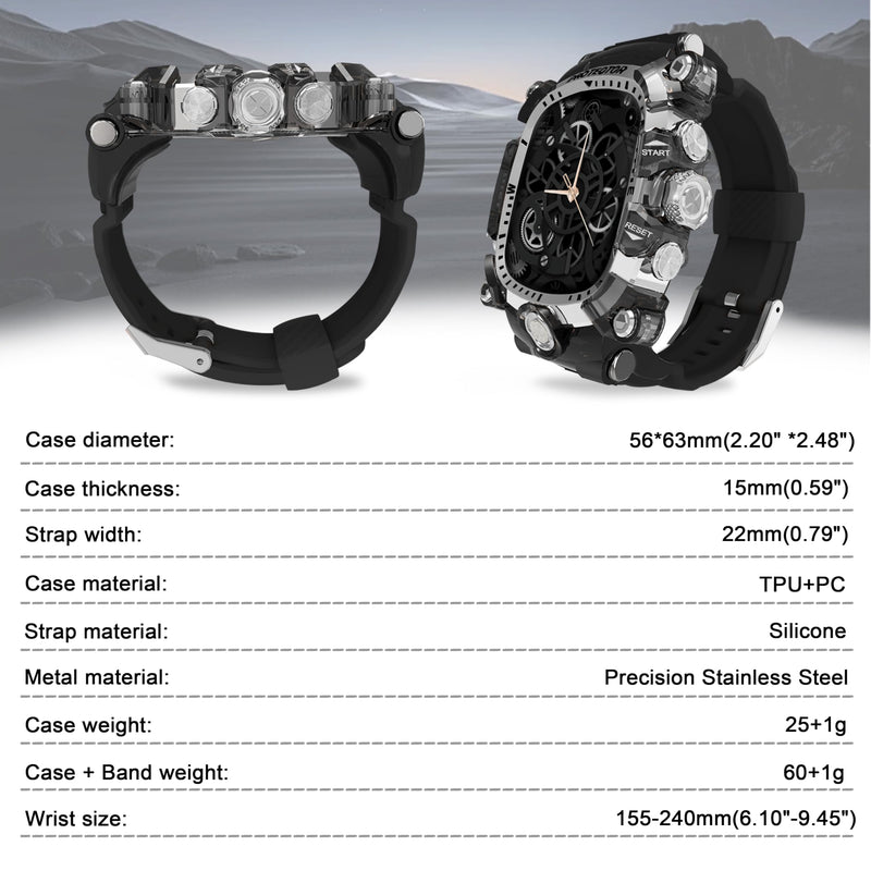Case compatible with Apple Watch Series 10/11 46mm Bands for Men, iG3200 High End Sport Wristband with Case Protector for iWatch 10/11 46mm, Stylish Gift for Husband Boyfriend (Silver)