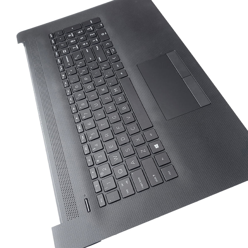 Replacement for HP Pavilion 17-BY 17-CA 17T-BY100 17T-BY200 17Z-CA100 Laptop Upper Case Palmrest Non-Backlit Keyboard Touchpad Assembly Part 17.3" L48409-001 6070B1546701 Top Cover Black