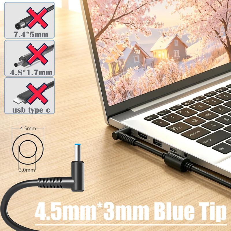 65W 45W Power Cord Fit for HP Laptop Charger Blue Tip 741727-001 721092-001 | for Pavilion X360 11 13 15 17 Stream 14 13 Computer Charging Cord HSTNN-DA40 719309-001, 19.5V 2.31A 3.33A