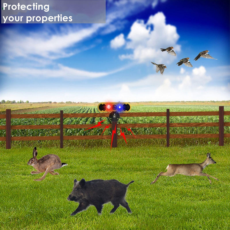 [AUSTRALIA] - HULPPRE Solar Outdoor Motion Sensor Alarm-13 Sounds Including Dog Barking&Gunshot,2*130db Loud Noise Maker,4 Modes,Red&Blue Motion Activated Strobe Light,Say Goodbye to The Intruders 4 modes,13 sounds outdoor alarm 