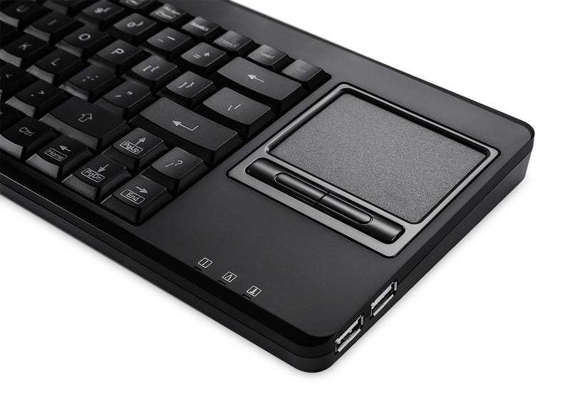 Perixx PERIBOARD-315H, Wired USB Backlit Keyboard with Touchpad and 2 USB Ports, Black (10917)