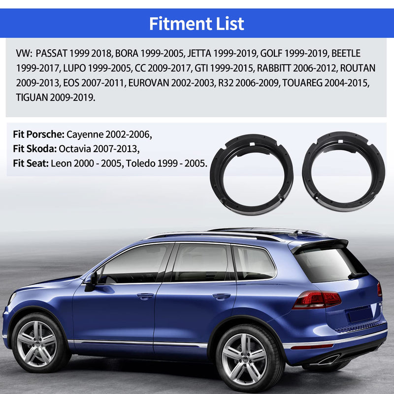 RED WOLF Car Door Speaker Adapter Bracket 6.5 Inch Fit VW Volkswagen Passat Golf/Jetta/Beetle1999-2019, Porsche 2000-2006, Skoda 2005-2013 Install Aftermarket Speaker Adapter Spacer Ring
